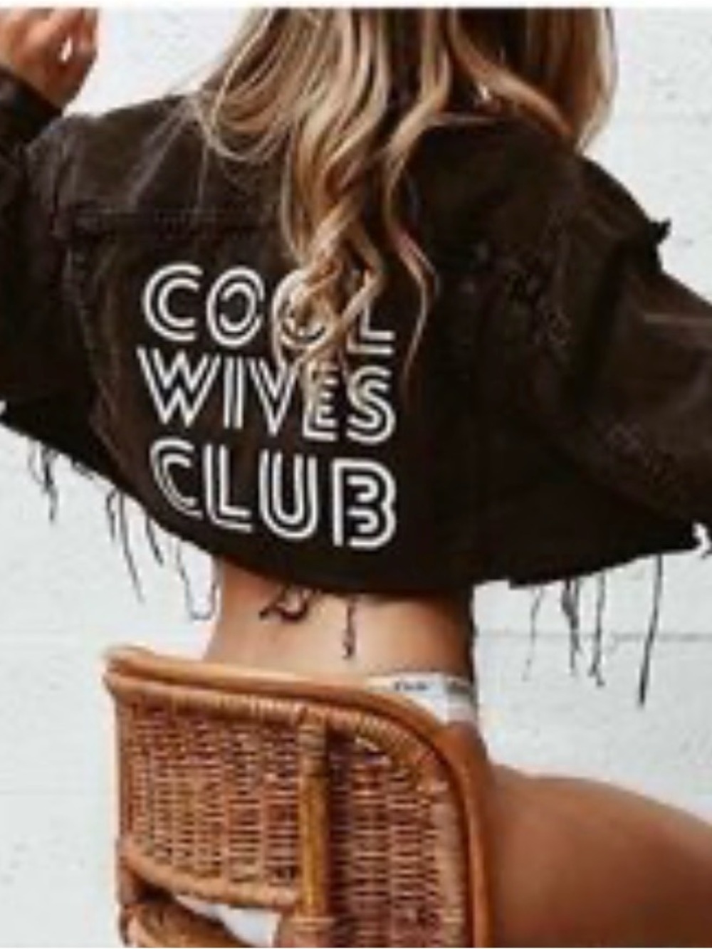 Cropped Black Denim Jacket — Cool Wives Club Graphic